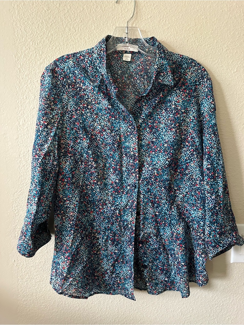 Coldwater Creek Women’s Floral Button-Front Blouse - Navy Blue size M/ NWOT 1346